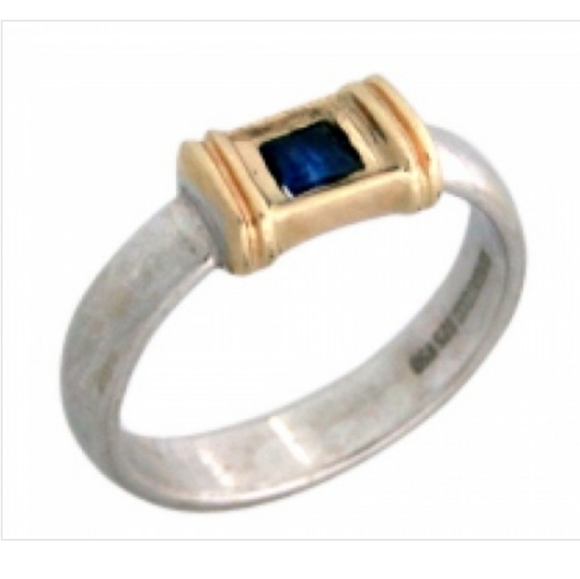 SOLD IN OUR STORE 18K Tiffany & Co. Sapphire Yellow Gold Sterling Silver Ring - Picture 3 of 4